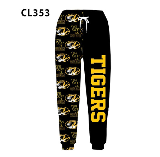 Custom “TIGERS” split joggers